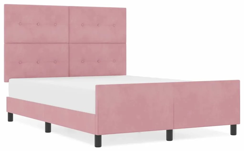 Cama vidaXL Rosa 160x200 cm Veludo