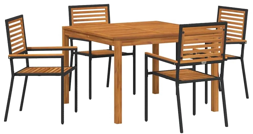 Conjunto de Jantar para Jardim 5 pcs Preto 110 x 110 x 75 cm