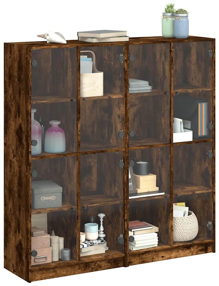 Estante c/ portas 136x37x142 cm deriv. madeira carvalho fumado