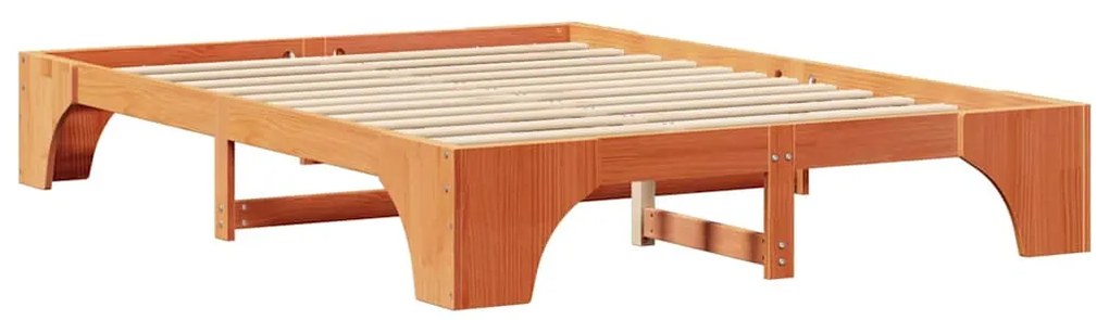 Cama castanha 160x200 cm de madeira de pinho maciço