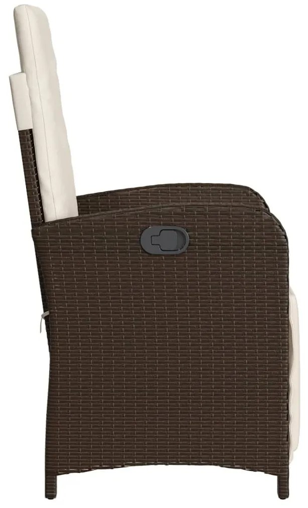 Cadeiras jardim reclináveis 2 pcs c/ apoio de pés vime castanho