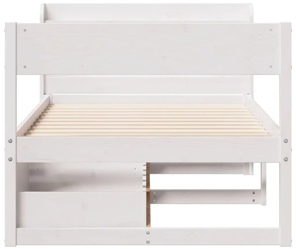 Cama sem colchão 75x190 cm madeira de pinho maciça branco
