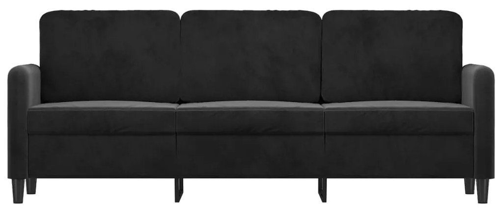 Sofá de 3 lugares 180 cm veludo preto