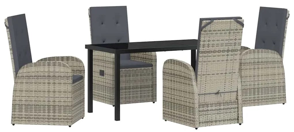 Conjunto de móveis de exterior 5 pcs Cinzento 140 x 70 x 73 cm