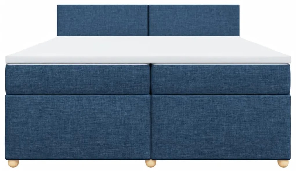 Cama com molas/colchão 200x200 cm tecido azul