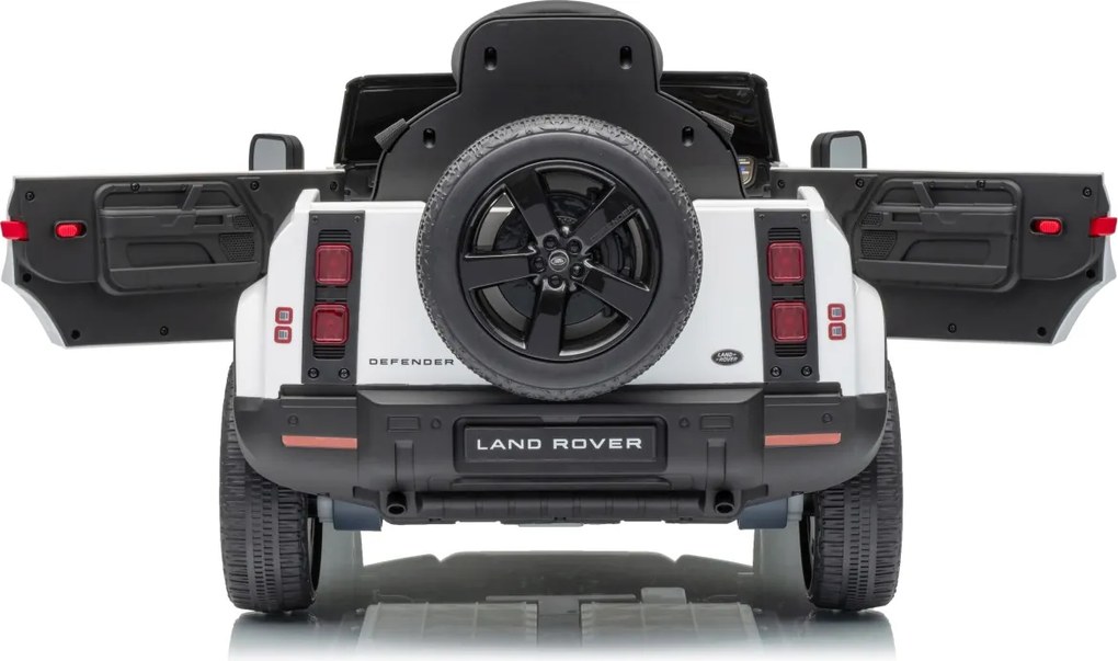 Carro elétrico para Crianças 12V 4x4 Land Rover Defender Rodas de espuma EVA, Assento Couro ecológico, Controlo remoto Branco