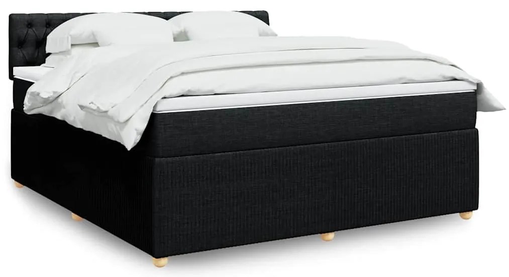 Cama com molas/colchão 180x200 cm tecido preto