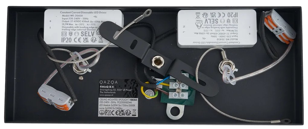 Foco de superfície moderno preto com LED regulável de 2 luzes - Apollo