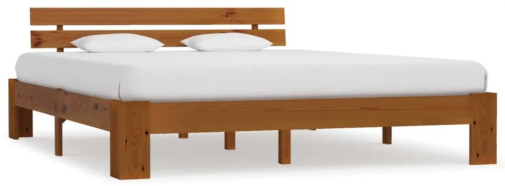 vidaXL Estrutura cama c/ cabeceira 160x200cm pinho maciço castanho-mel