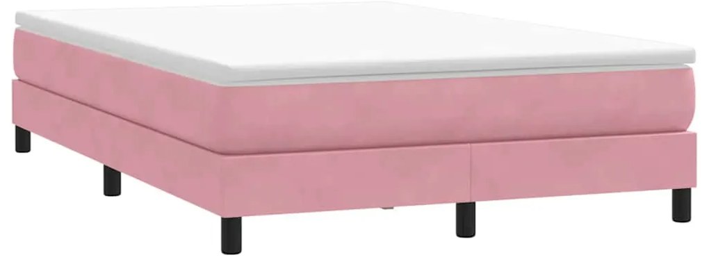 vidaXL Box Cama de primavera sem Colchão Rosa 140x210 cm Veludo