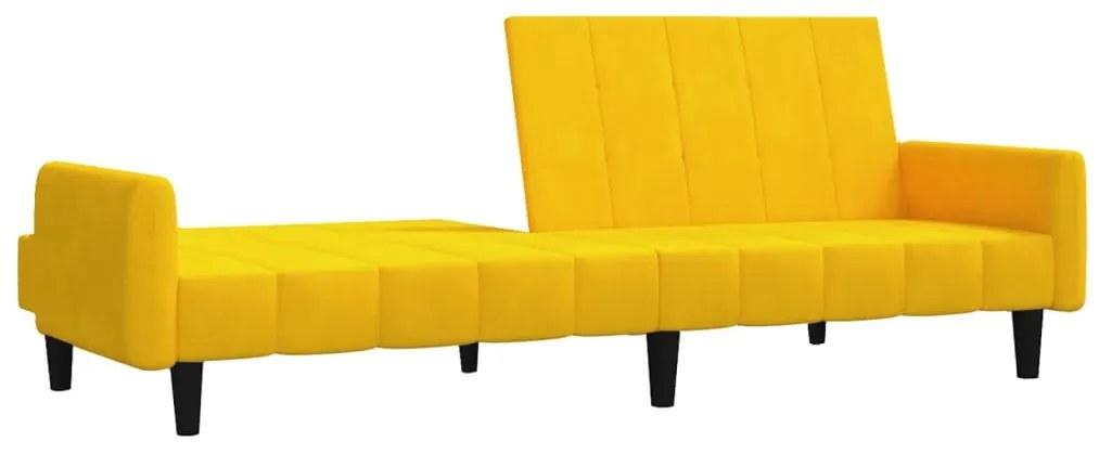 Sofá-cama de 2 lugares veludo amarelo