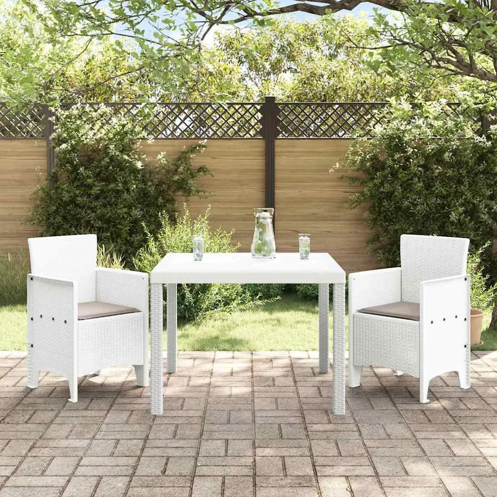 Conjunto de Jantar para Jardim 3 pcs Branco 100 x 100 x 73 cm