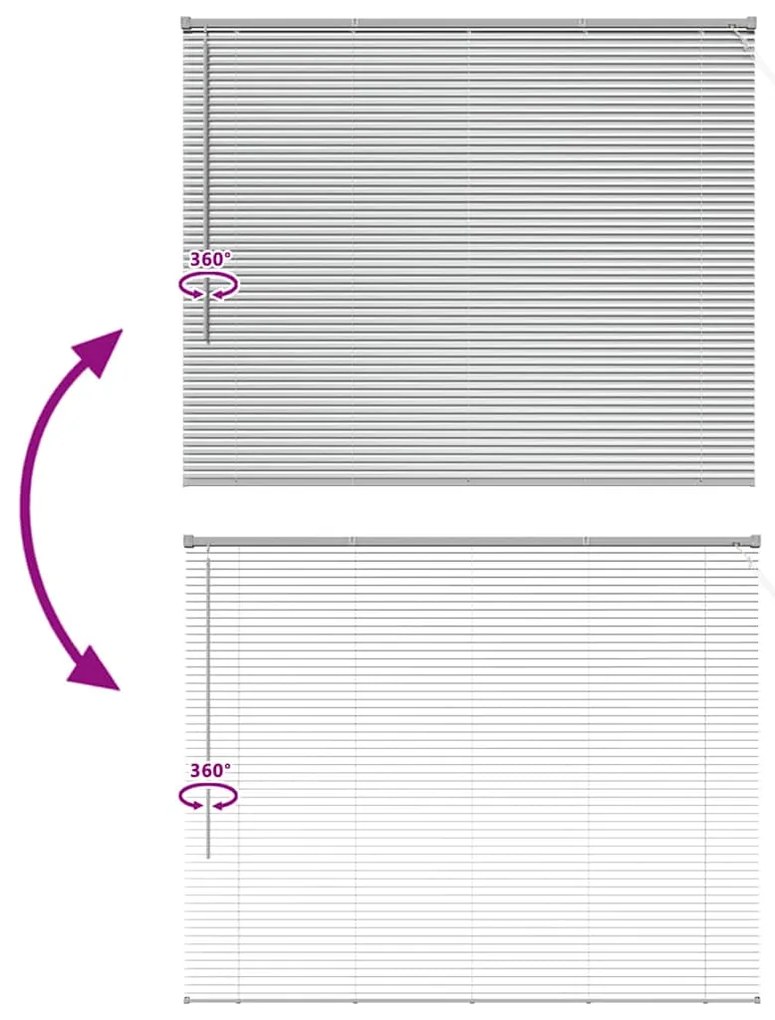Persiana de Janela com cortinas Manual Prata 80 x 130 cm Alumínio