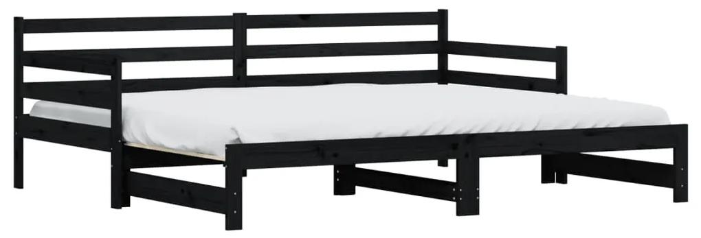 Sofá-cama com gavetão 80x200 cm madeira de pinho maciça preto