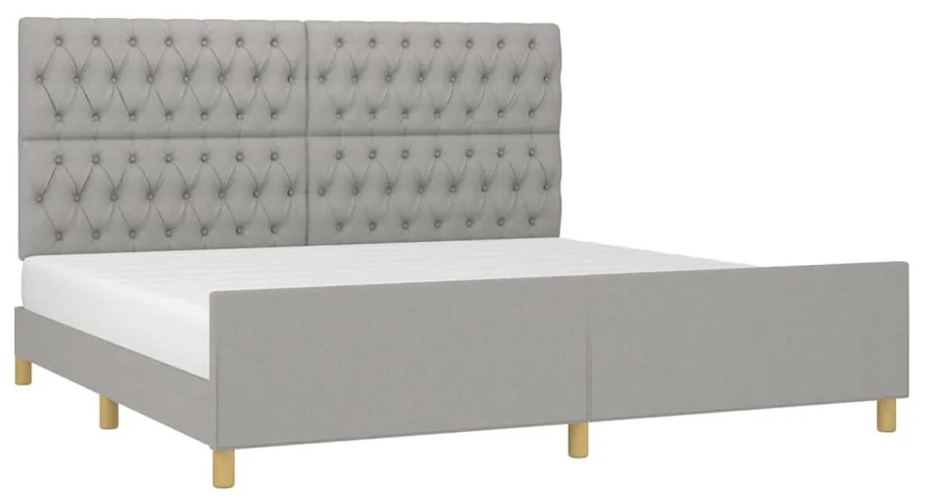 Estrutura de cama 200x200 cm tecido cinzento-claro