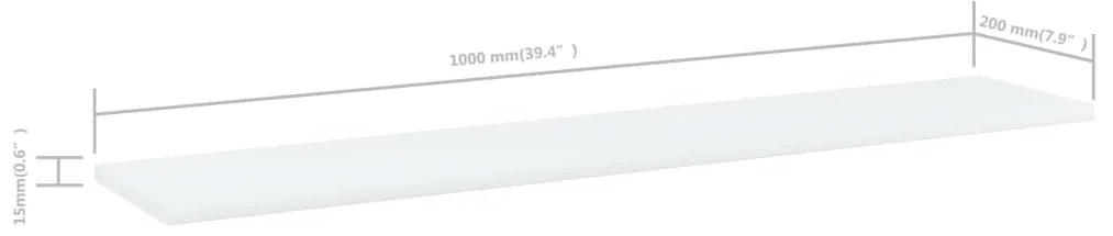 Prateleiras estante 4 pcs 100x20x1,5cm contraplacado branco