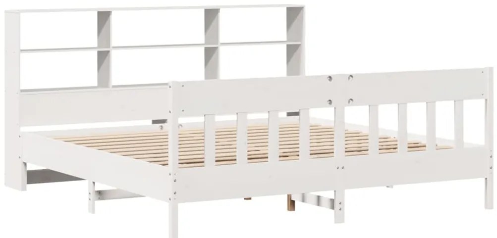 Cama sem colchão 200x200 cm madeira de pinho maciça branco
