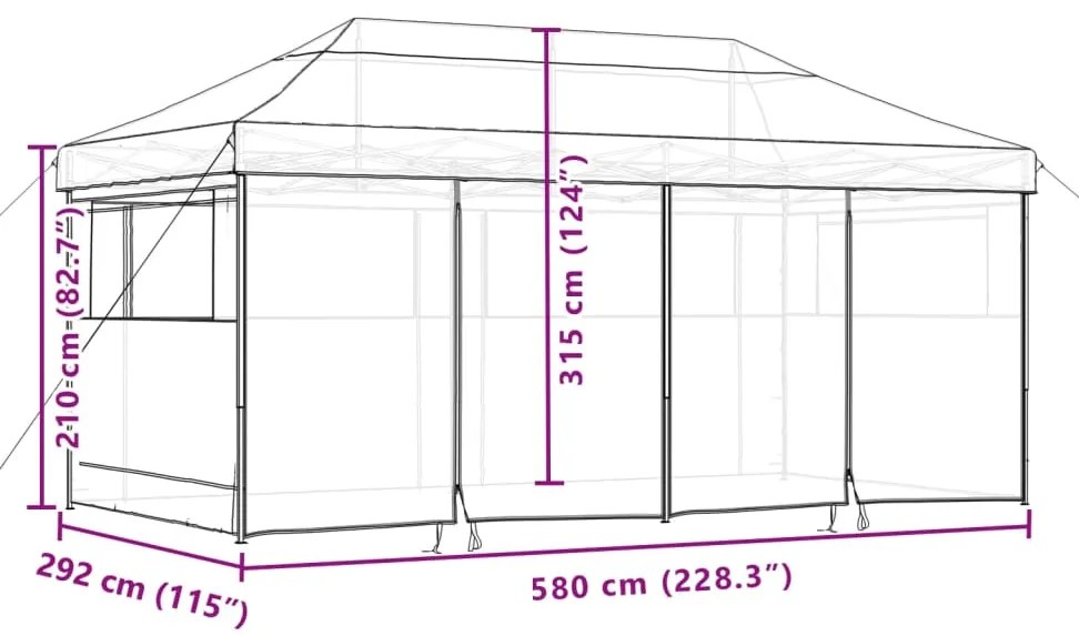Tenda p/ festas pop-up dobrável 4 paredes laterais terracotta