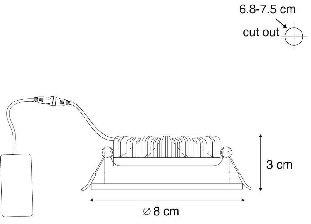 Foco embutido preto inclinável 8,2cm com LED regulável até IP54 Ultra Slim - Pupil Moderno