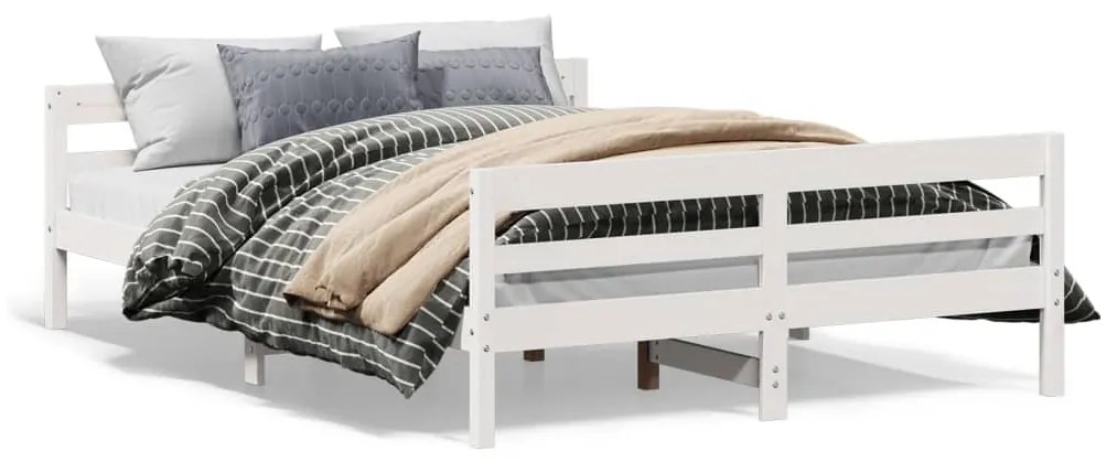 vidaXL Cama sem colchão 120x200 cm madeira de pinho maciça branco