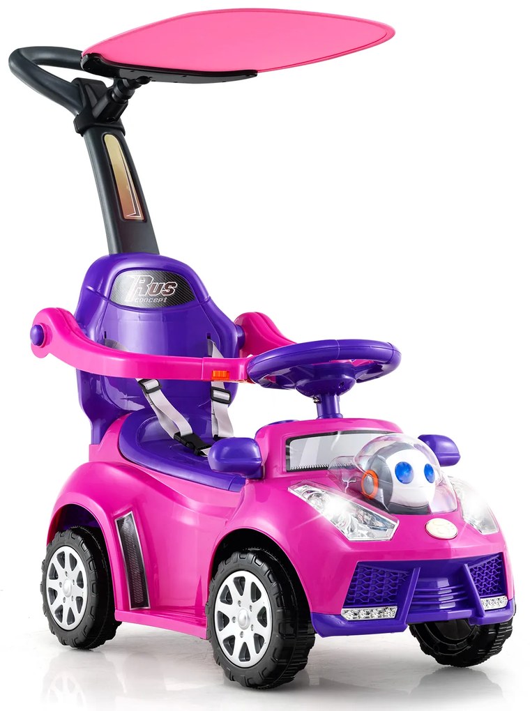 Carrinho de bebê 3 em 1, carrinho de passeio deslizante com buzina para crianças pequenas - vermelho