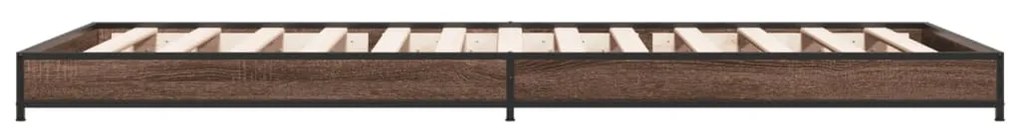 Estrutura de cama derivados de madeira/metal carvalho castanho
