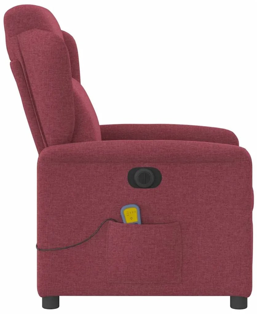 Poltrona reclinável de massagens elétrica tecido vermelho tinto