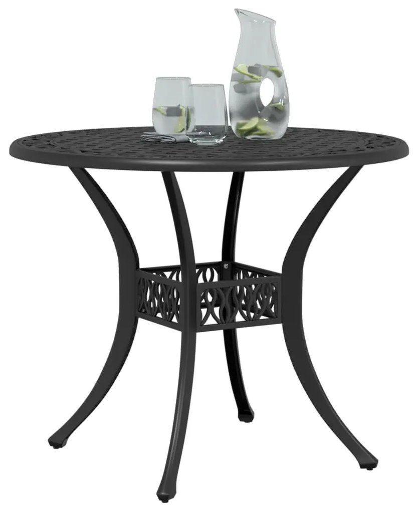 Mesa de jardim Ø90x75 cm alumínio fundido preto