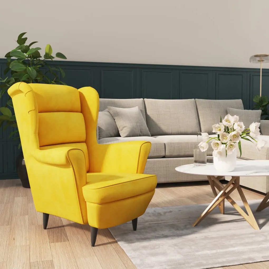 324066 vidaXL Poltrona em veludo amarelo mostarda