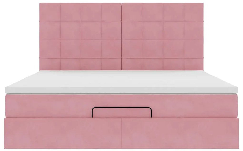 Estrutura de cama otomana com colchões 180x200 cm veludo rosa