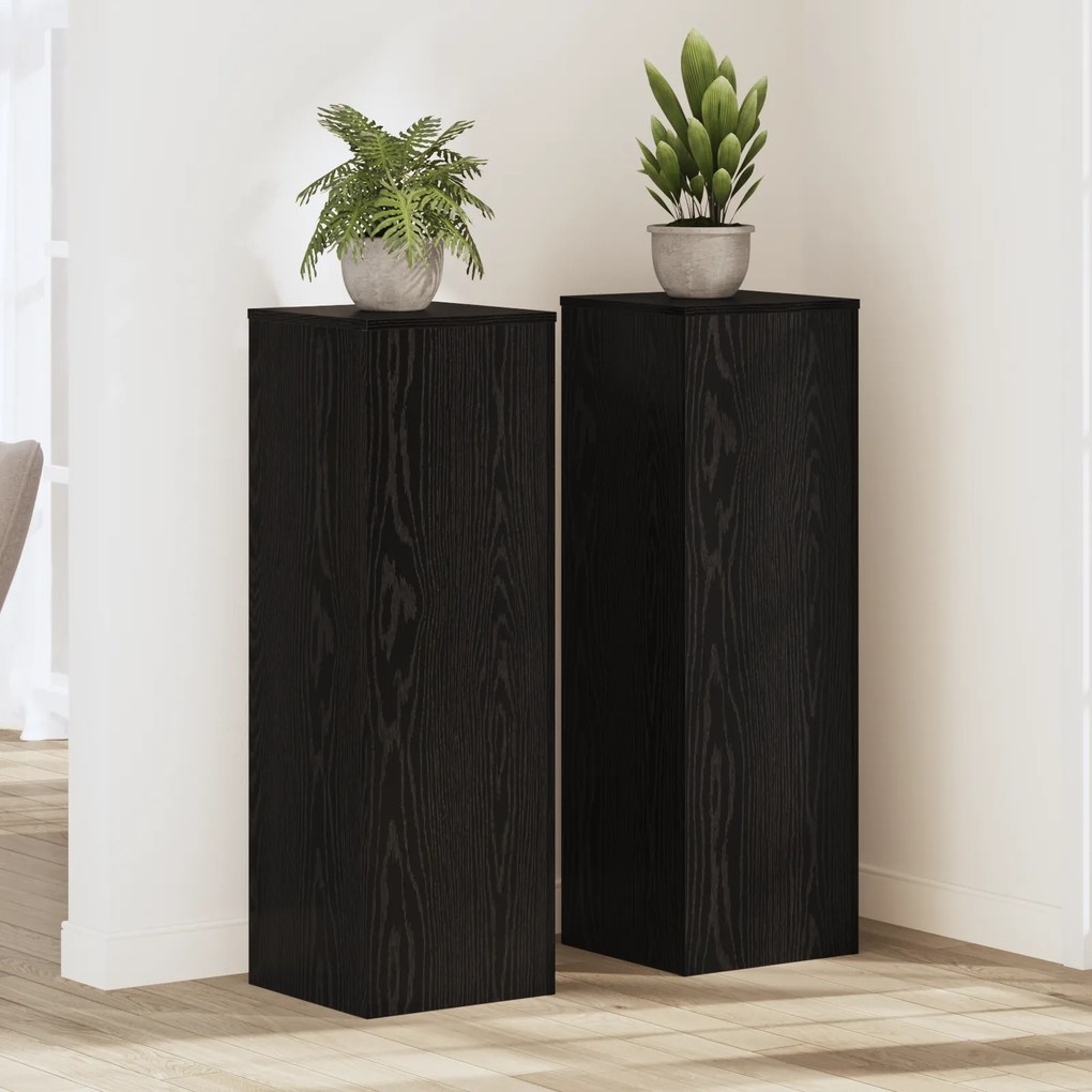 Suportes para Plantas 2 pcs Carvalho Preto 33x33x100 cm Madeira Engenh