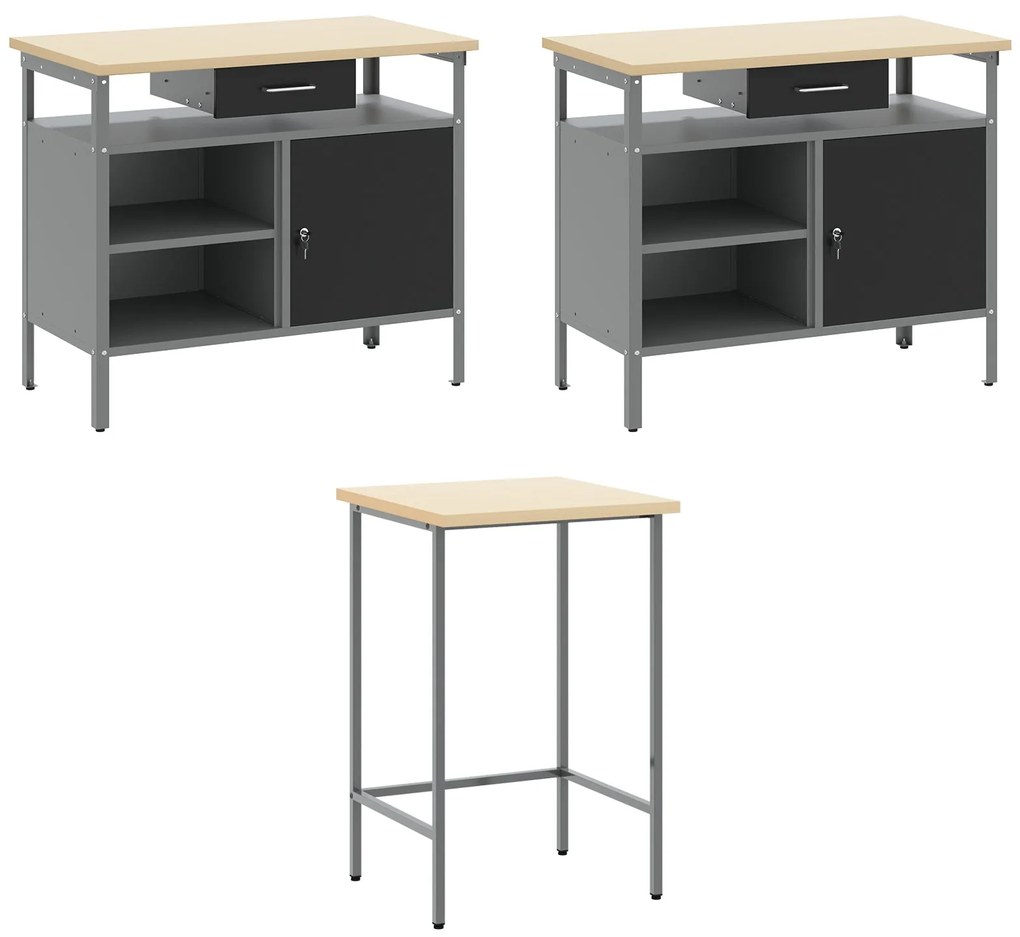 Conjunto de Mesas de Armazenamento de Ferramentas vidaXL com 10 Peças
