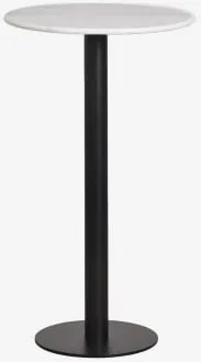 Mesa Alta De Bar Redonda Ø60 Cm Em Pedra Natural Xiren Mármore Branco Guangxi - Preto - Sklum
