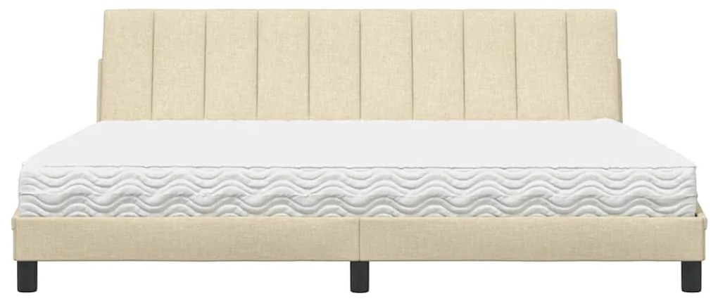 Cama com colchão 200x200 cm tecido cor creme