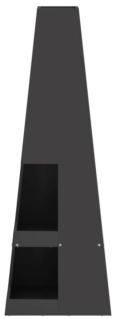 Fogueira vidaXL com Armazenamento para Lenha Preto 35x35x100 cm Aço