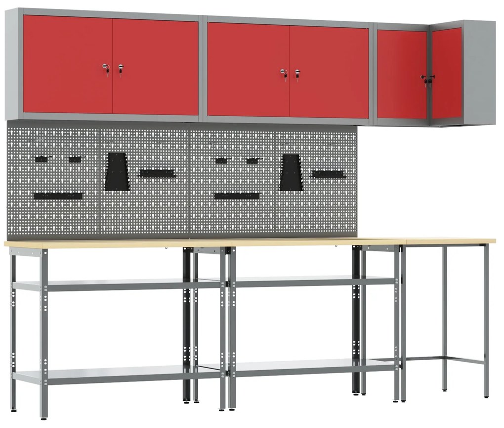 Conjunto de Mesa para Armazenar Ferramentas de 10 Peças vidaXL Vermelh