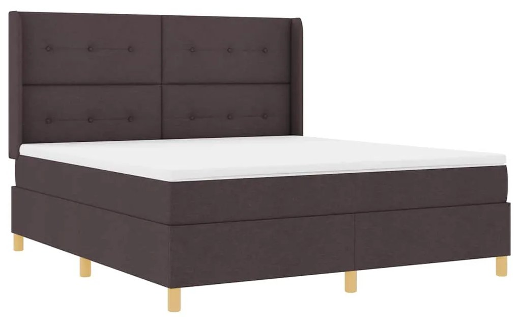 Cama Box com Colchão Marrom Escuro 180x200 cm em Tecido
