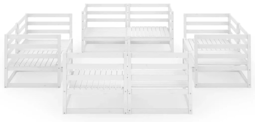 8 pcs conjunto lounge de jardim pinho maciço branco