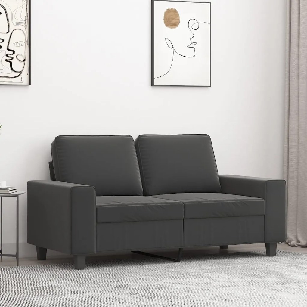 vidaXL Sofá de 2 lugares 120 cm tecido de microfibra cinzento-escuro