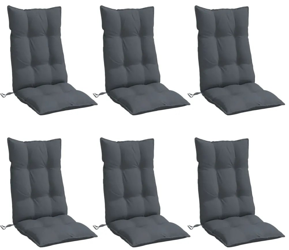 Almofadões p/ cadeira encosto alto 6pcs tecido oxford antracite