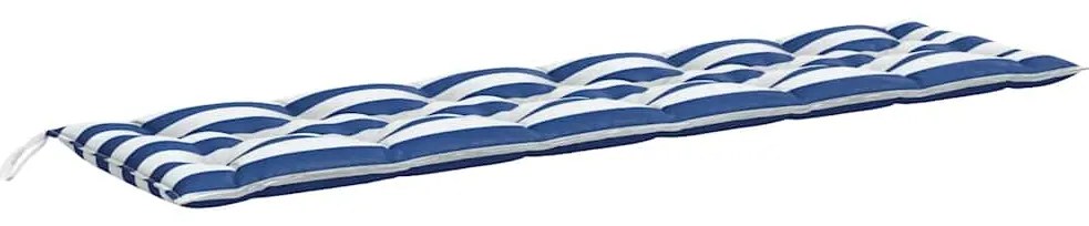 Almofadões p/ banco jardim 2 pcs 200x50x7 cm tecido azul/branco