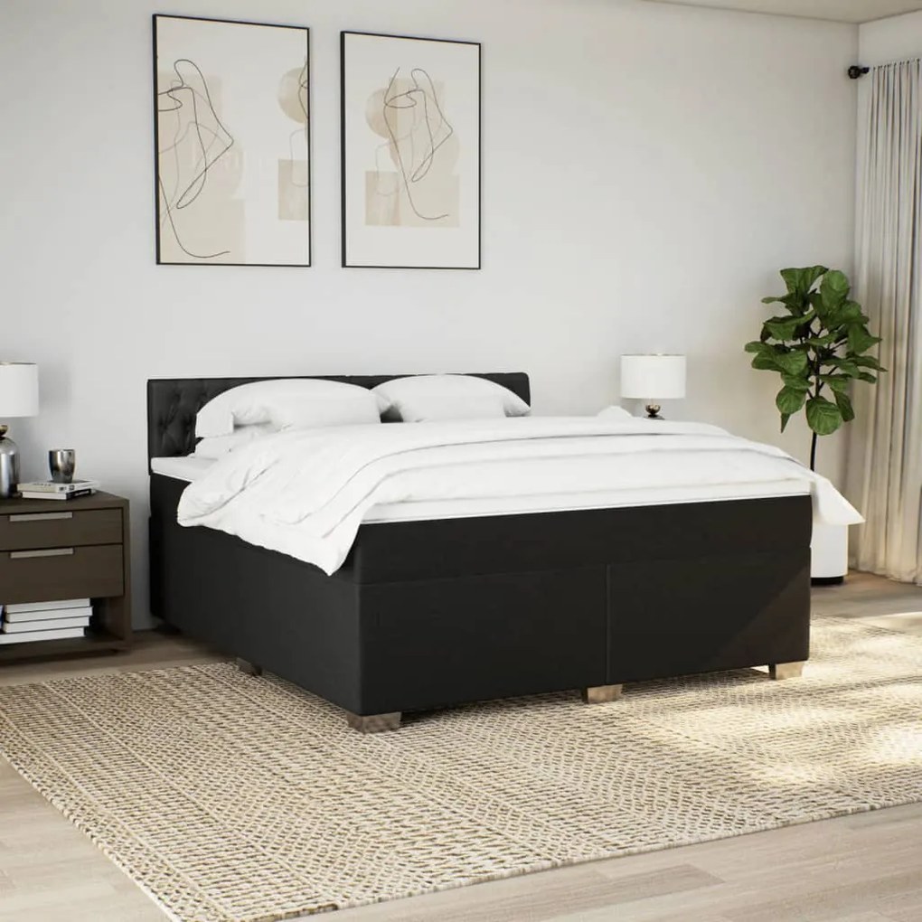 Cama com molas/colchão 180x200 cm tecido preto