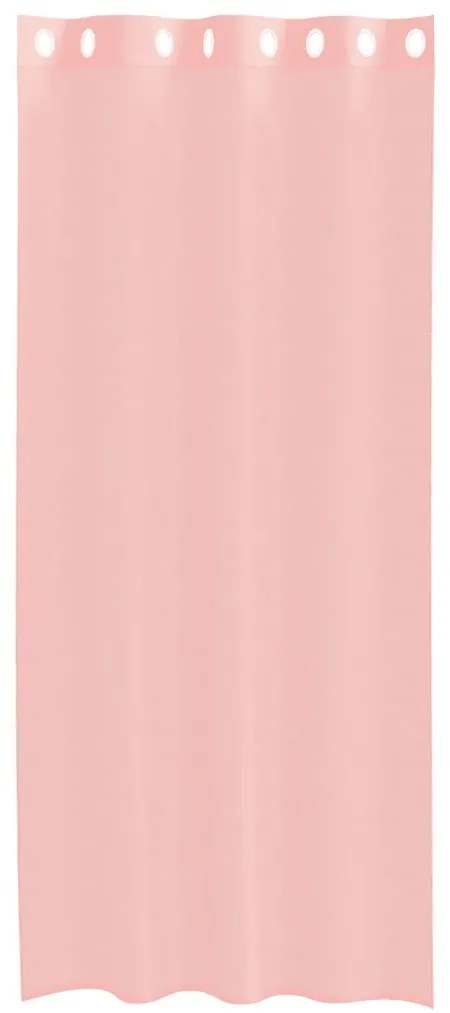 Cortinas de voile com ilhós 2 pcs rosa 140x225 cm