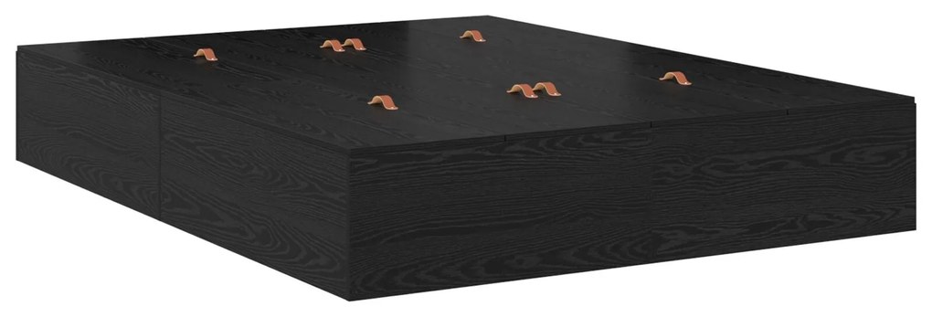 Cama com Arrumação vidaXL Madeira Preta 140x200 cm