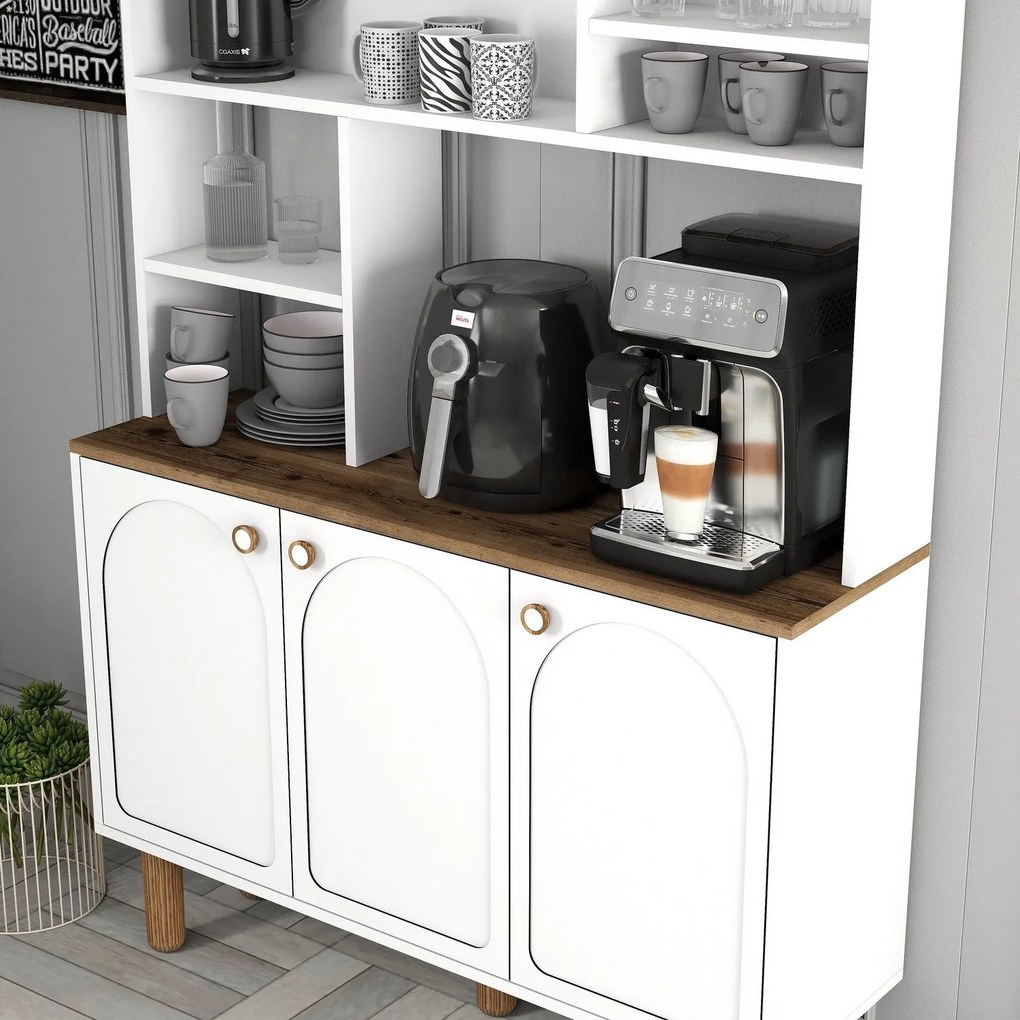 Armário Alto de Cozinha "Coffee" - 200x120x35 cm - Branco - Design Mod