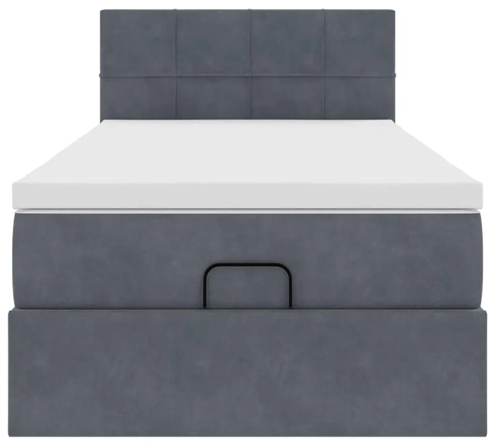 moldura de cama otomana vidaXL com colchão cinza escuro veludo