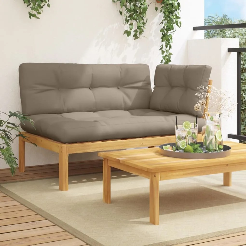 vidaXL Sofá de canto para jardim com almofadões acácia maciça