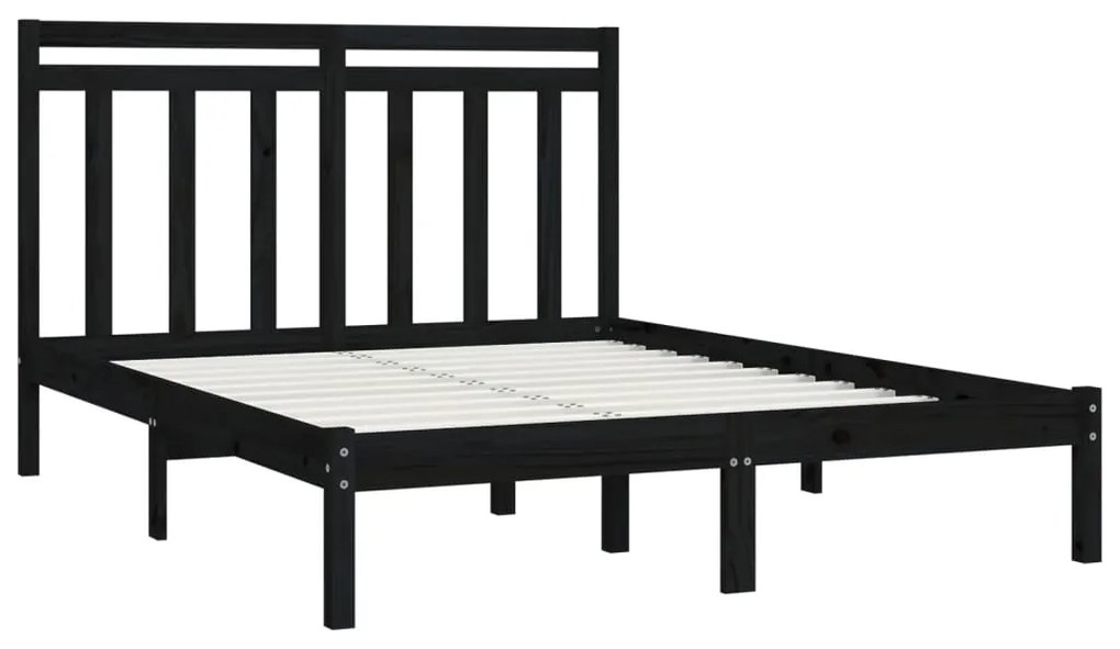 Estrutura de cama king 150x200 cm madeira maciça preto