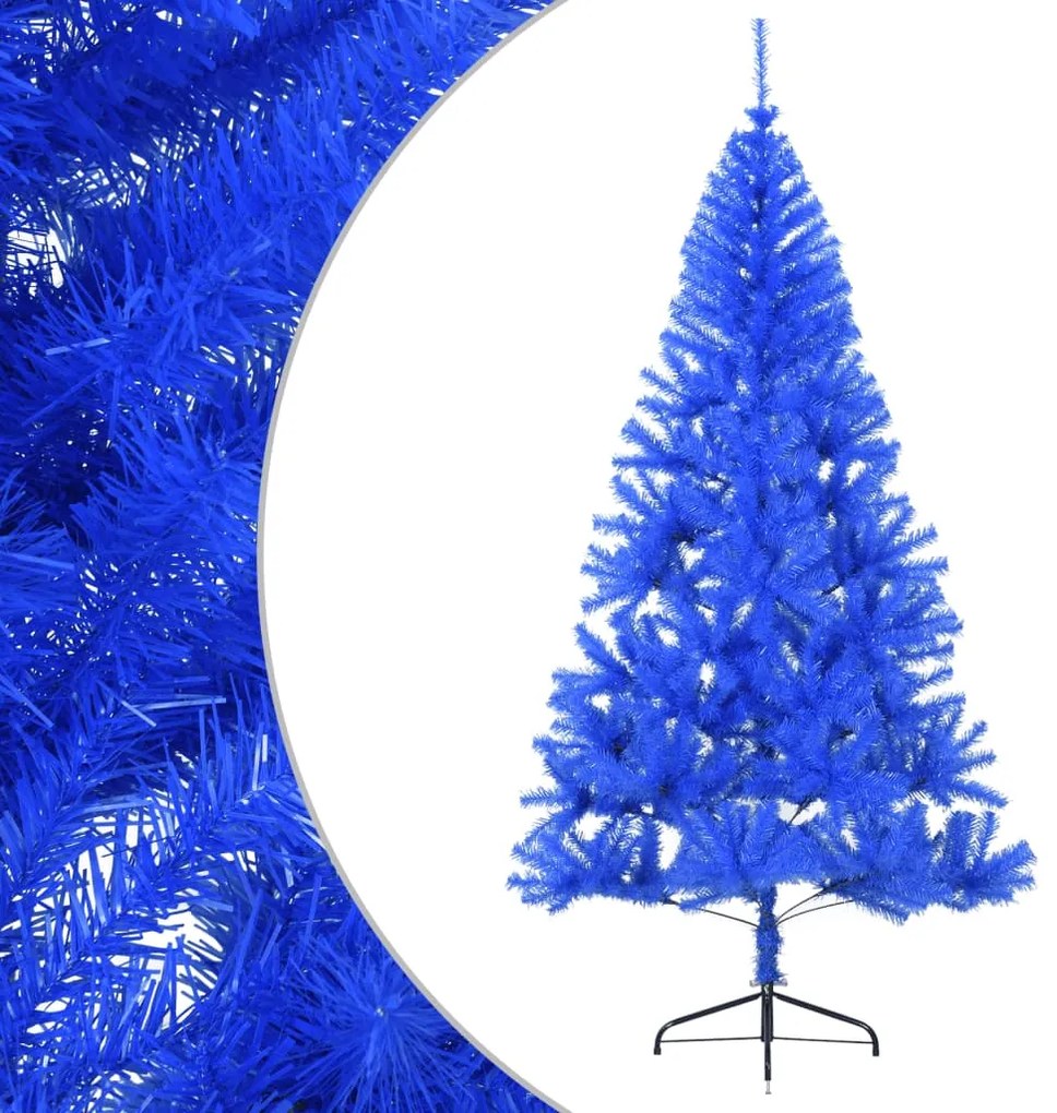 Meia árvore de Natal artificial com suporte 210 cm PVC azul