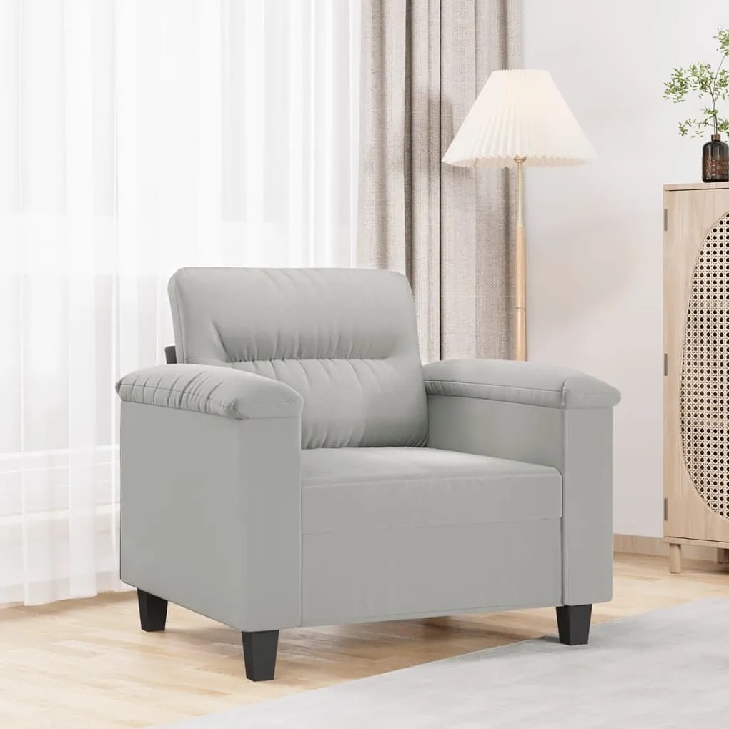Poltrona tecido de microfibra 60 cm cinzento-claro